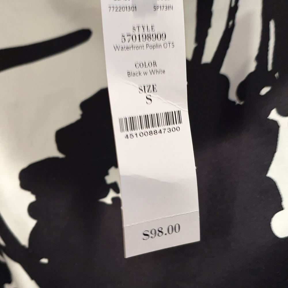 NWT White House Black Market black/white off shoulder top women’s size S - Picture 7 of 10